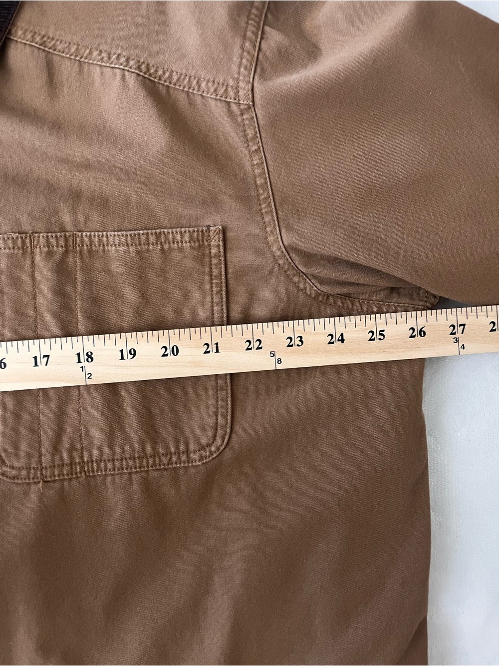 Orvis Heritage Canvas Barn Coat with Dark Brown Corduroy Collar & Plaid Lining - Picture 10 of 16